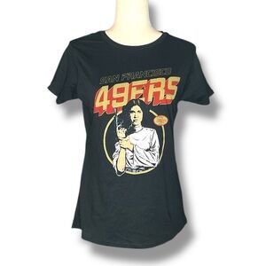 Junk Food x NFL Black 49ers Star Wars Princess Leia Crew Short Sleeve Tee Small